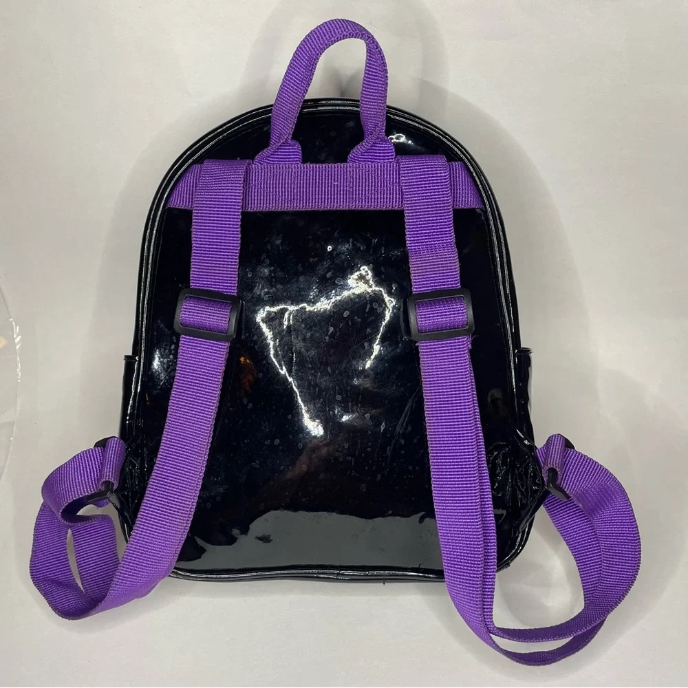 Bratz Mini Backpack Purse Black Patent Pink Lips Y2K Baddie Bratcore Goth Faux - Picture 6 of 9